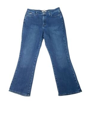 Lee Relaxed Bootcut Jeans Womens 14 Blue At The Waist High Rise Stretch Denim